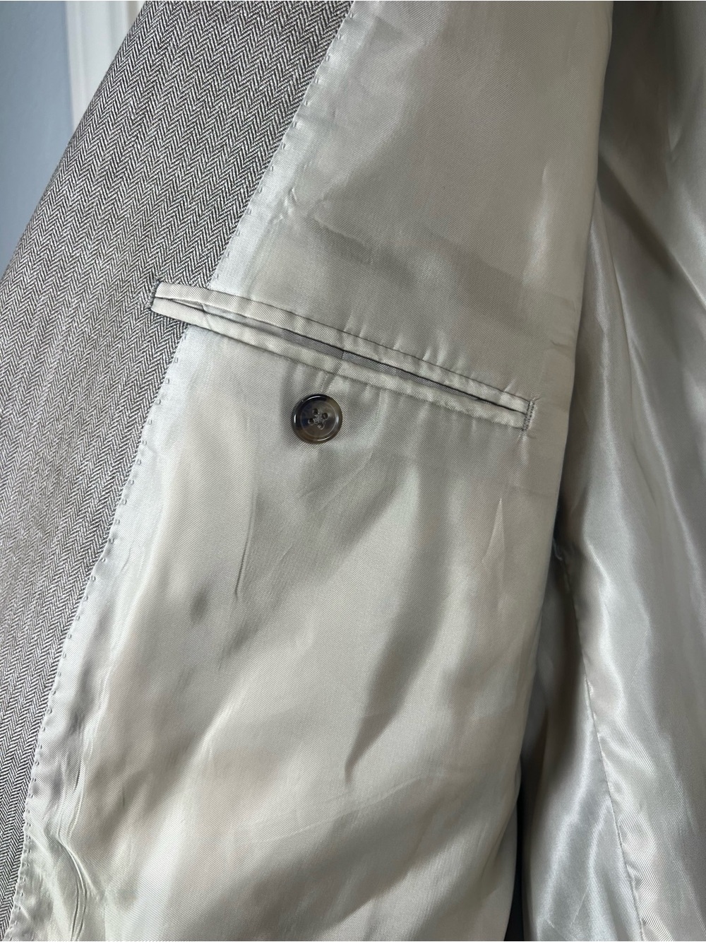 Ralph Lauren Dillard's Wool Silk Linen Blazer Sport Coat Tan Gray Mens 54R EUC - Picture 8 of 16